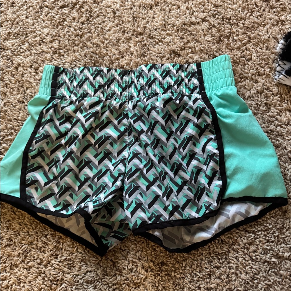 Justice Black and White Athletic Shorts with Chevron Pattern
